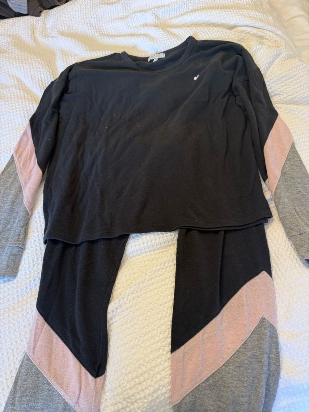 P.J. Salvage Black Lounge Set with Pink & Gray Colorblock Accents